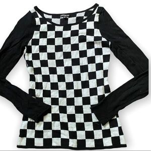 Express Black & White Checked Sweater Size XS